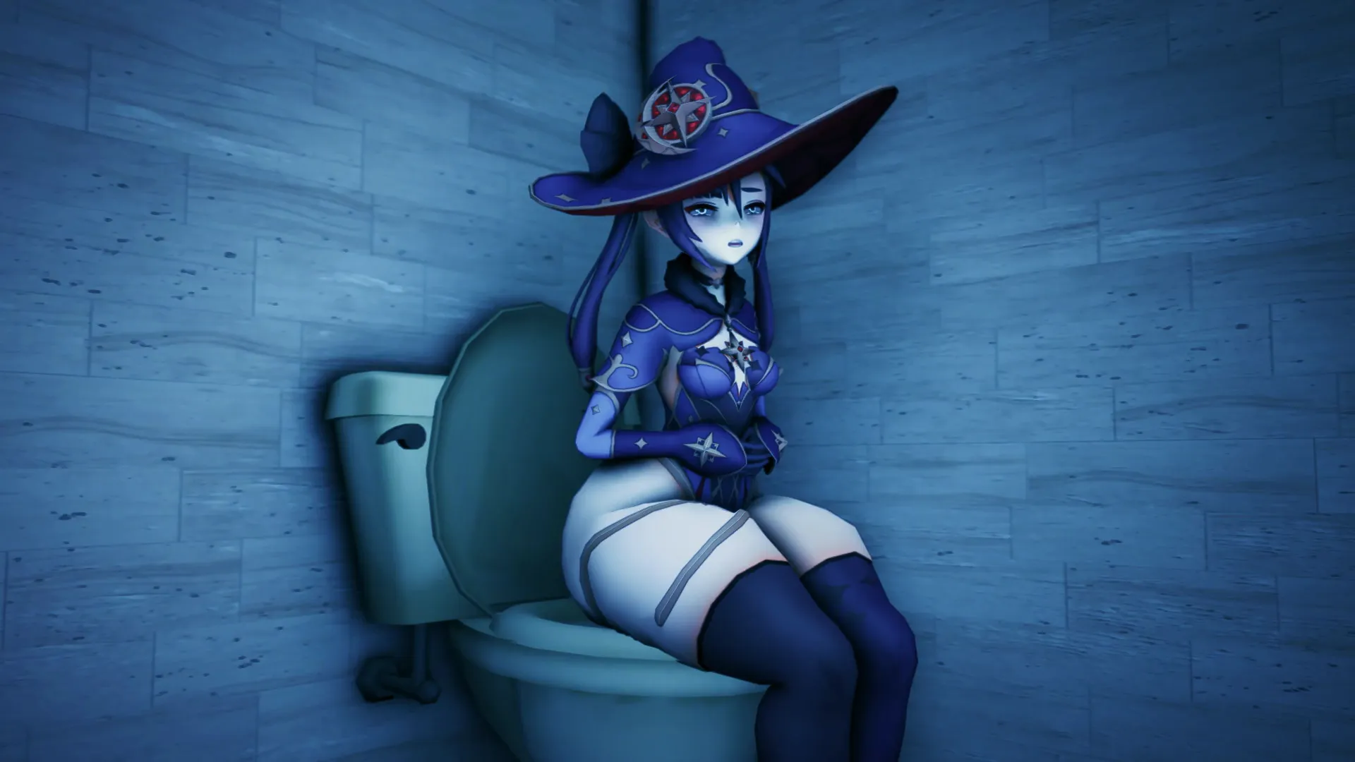 Mona farts on a Toilet
